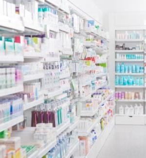 Shelves of a pharmacy